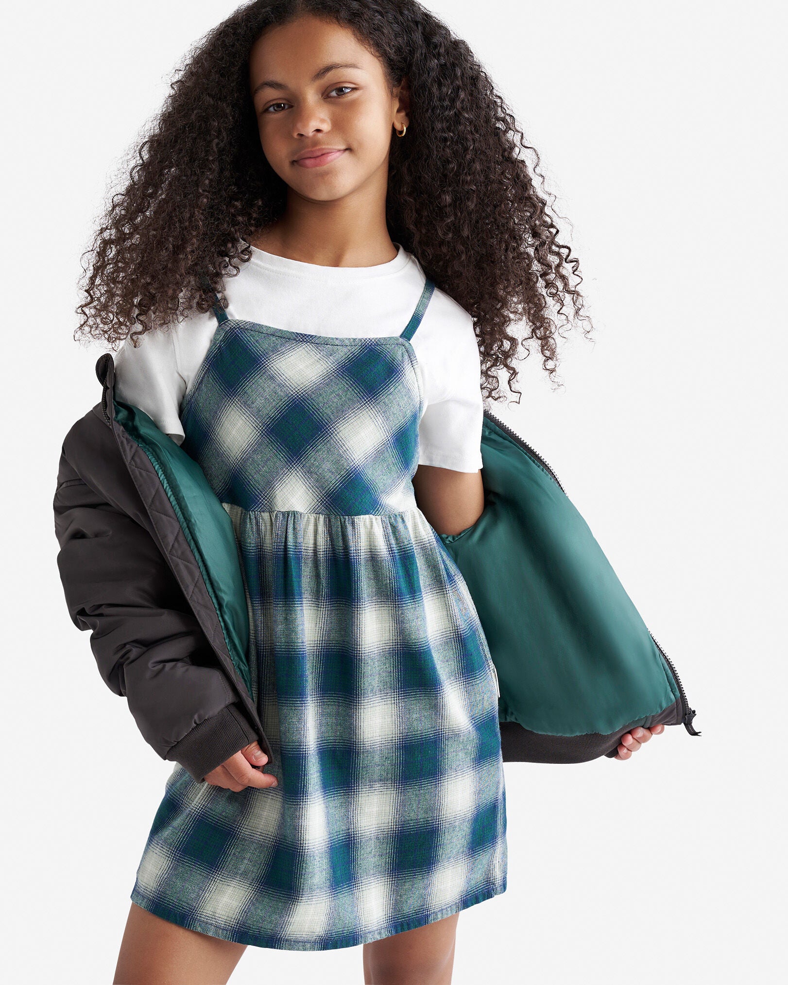 Girls Plaid Slip Dress