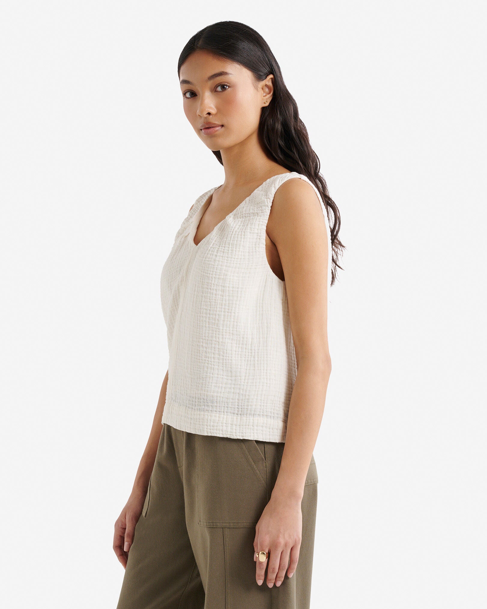 Isla Cotton Gauze Gathered Tank