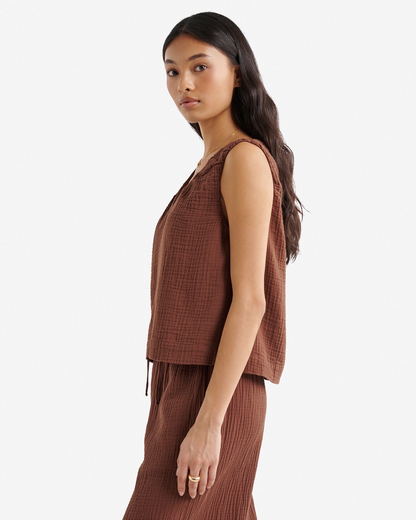 Isla Cotton Gauze Gathered Tank