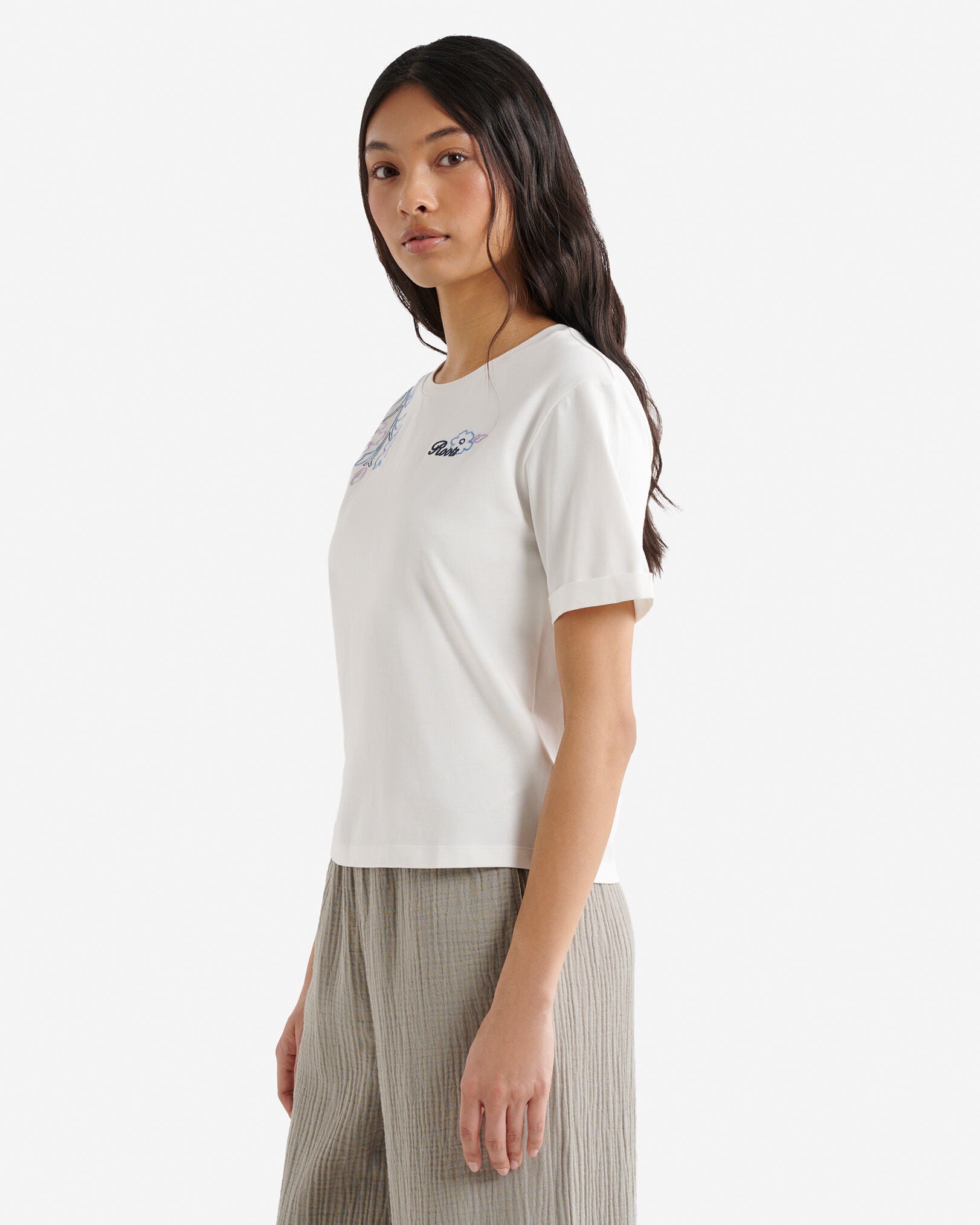 Womens Roots Script Floral T-Shirt