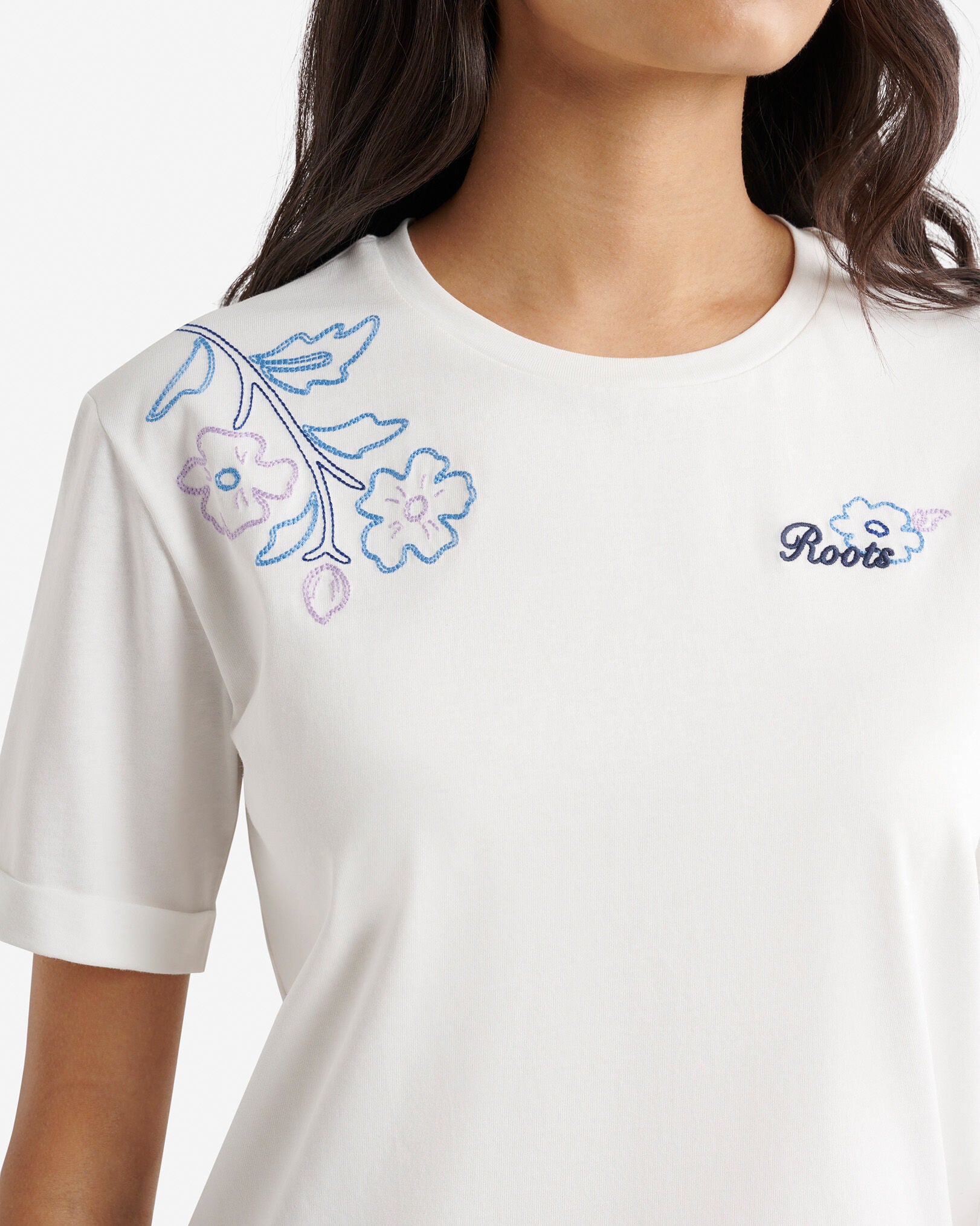 Womens Roots Script Floral T-Shirt