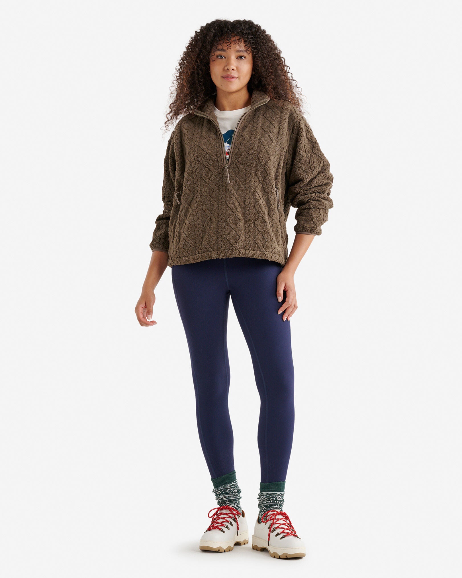 Cable Shearling Fleece Quarter Zip