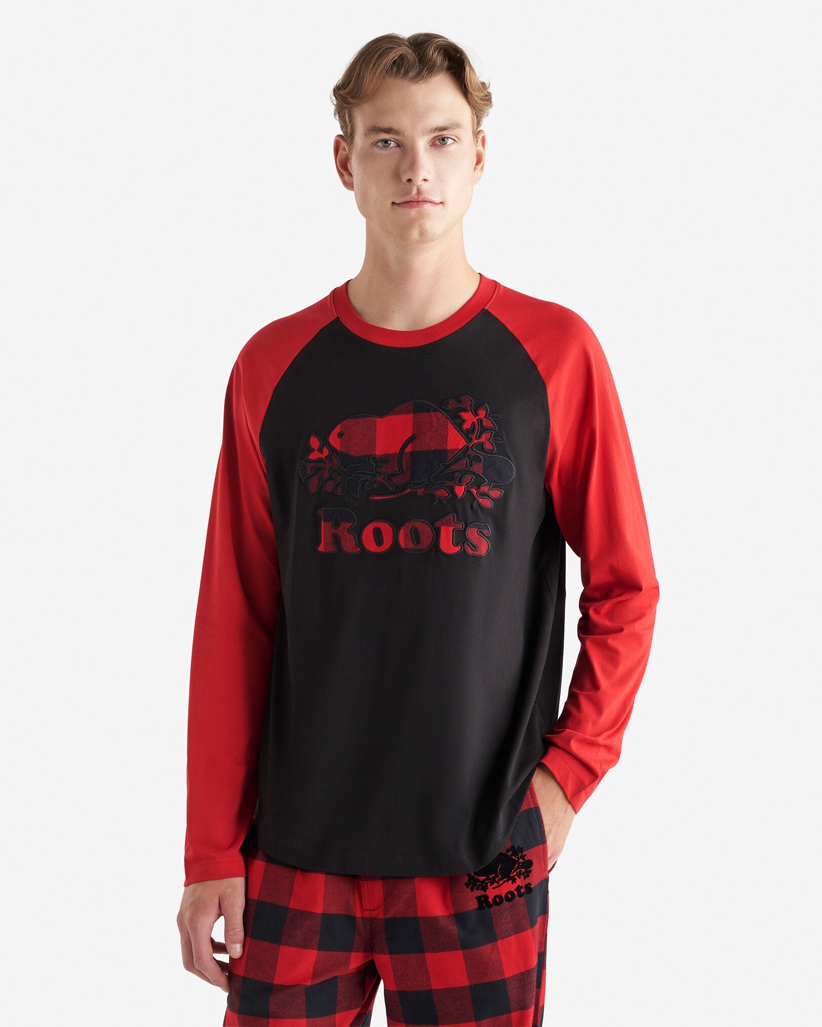 Mens Cooper Plaid Raglan Long Sleeve T-Shirt
