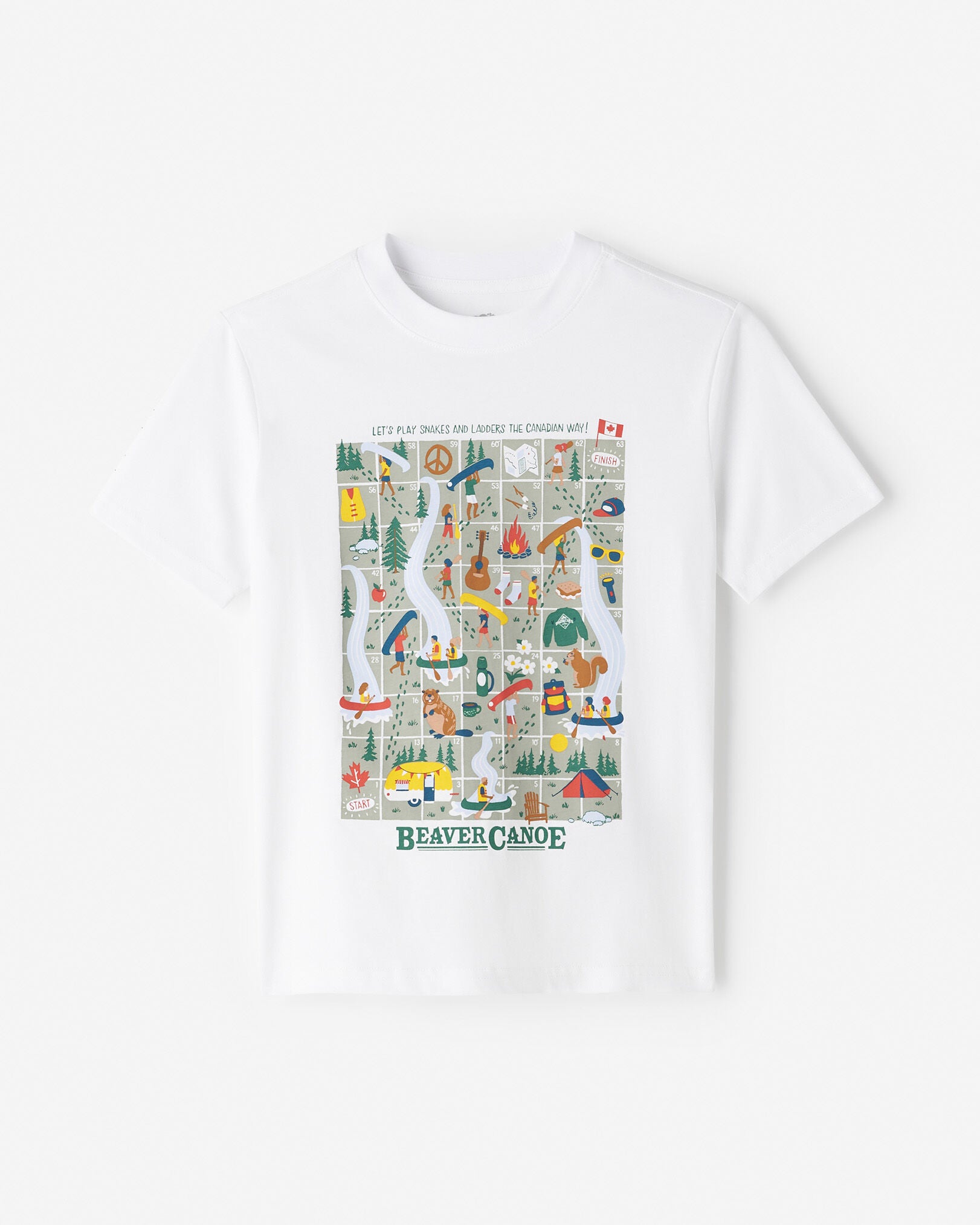 Kids Beaver Canoe Snakes And Ladders T-Shirt