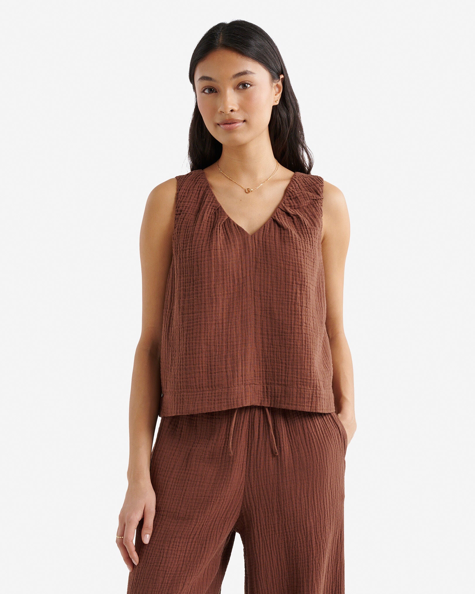 Isla Cotton Gauze Gathered Tank
