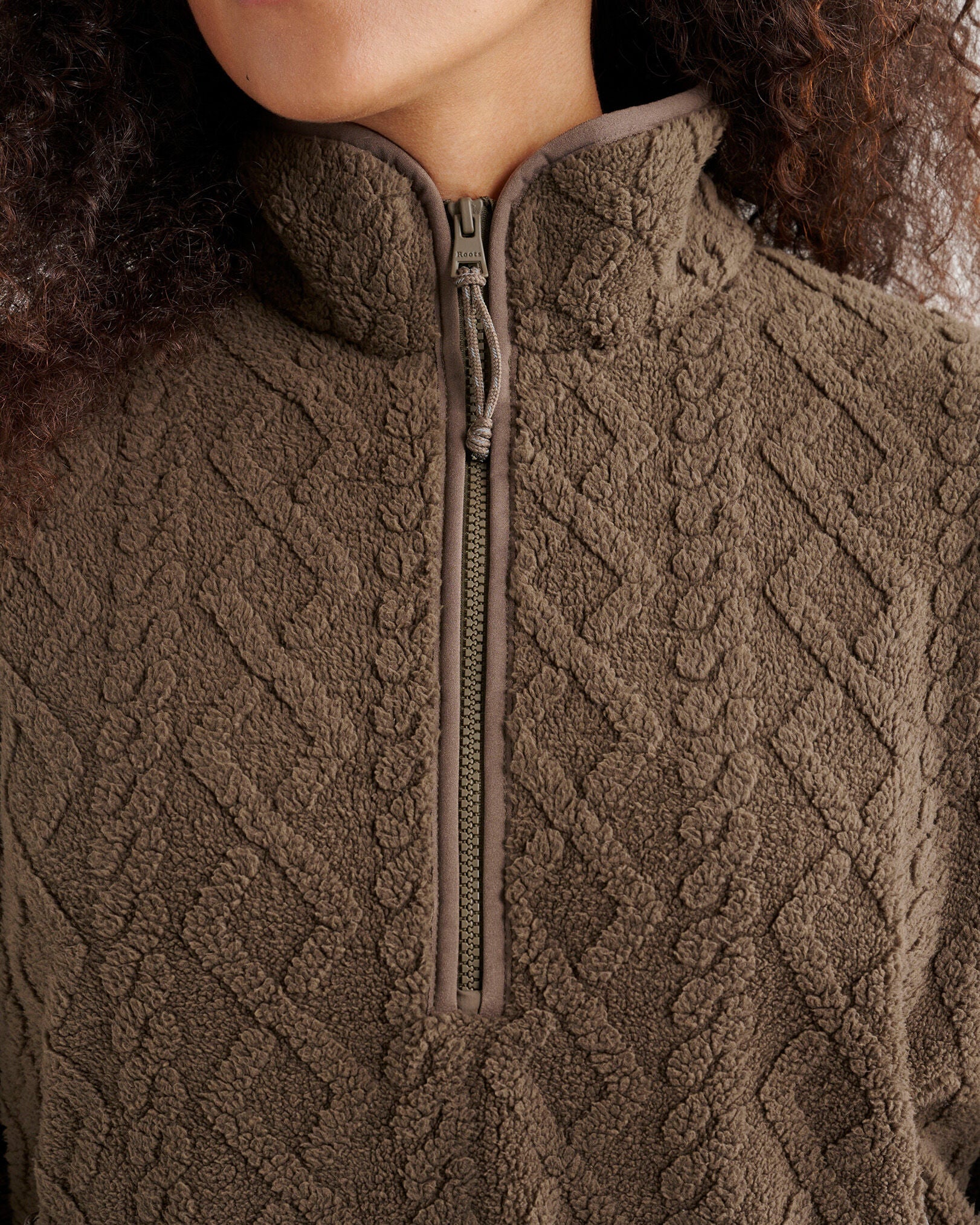 Cable Shearling Fleece Quarter Zip