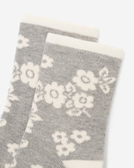 Adult Floral Print Quarter Sock