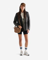 Womens Leather Double Breasted Blazer