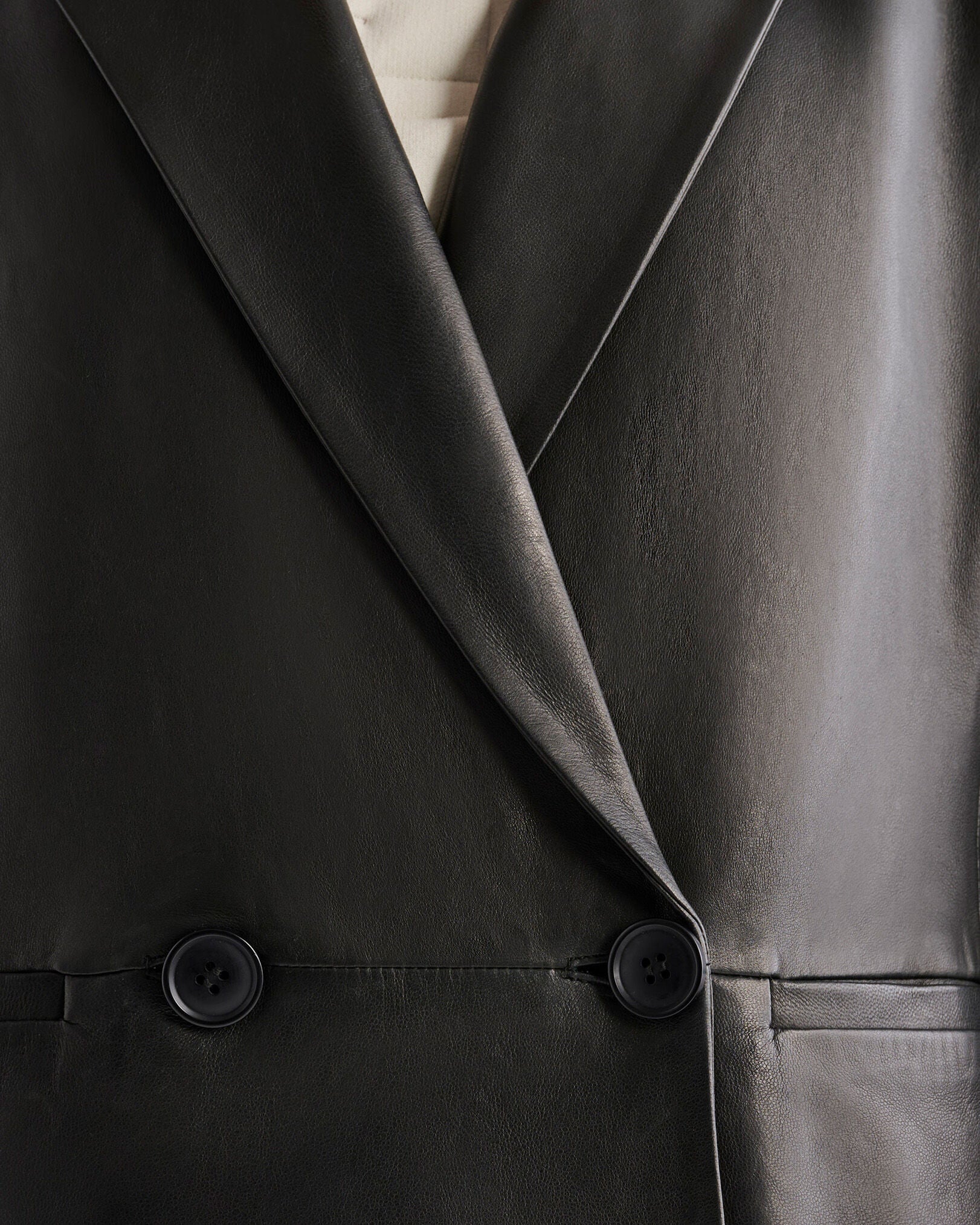 Womens Leather Double Breasted Blazer